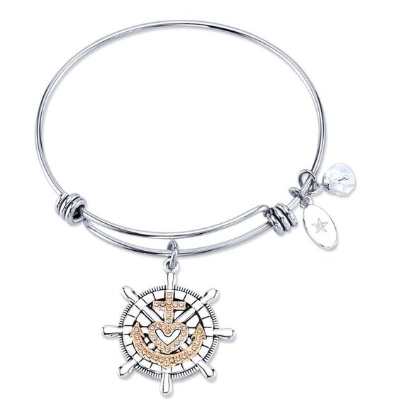 Faith Makes All Things Possible"Anchor Bangle Bracelet Stainless Steel - Picture 1 of 6